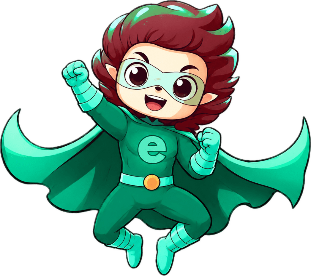 Energetic E, vowel superhero