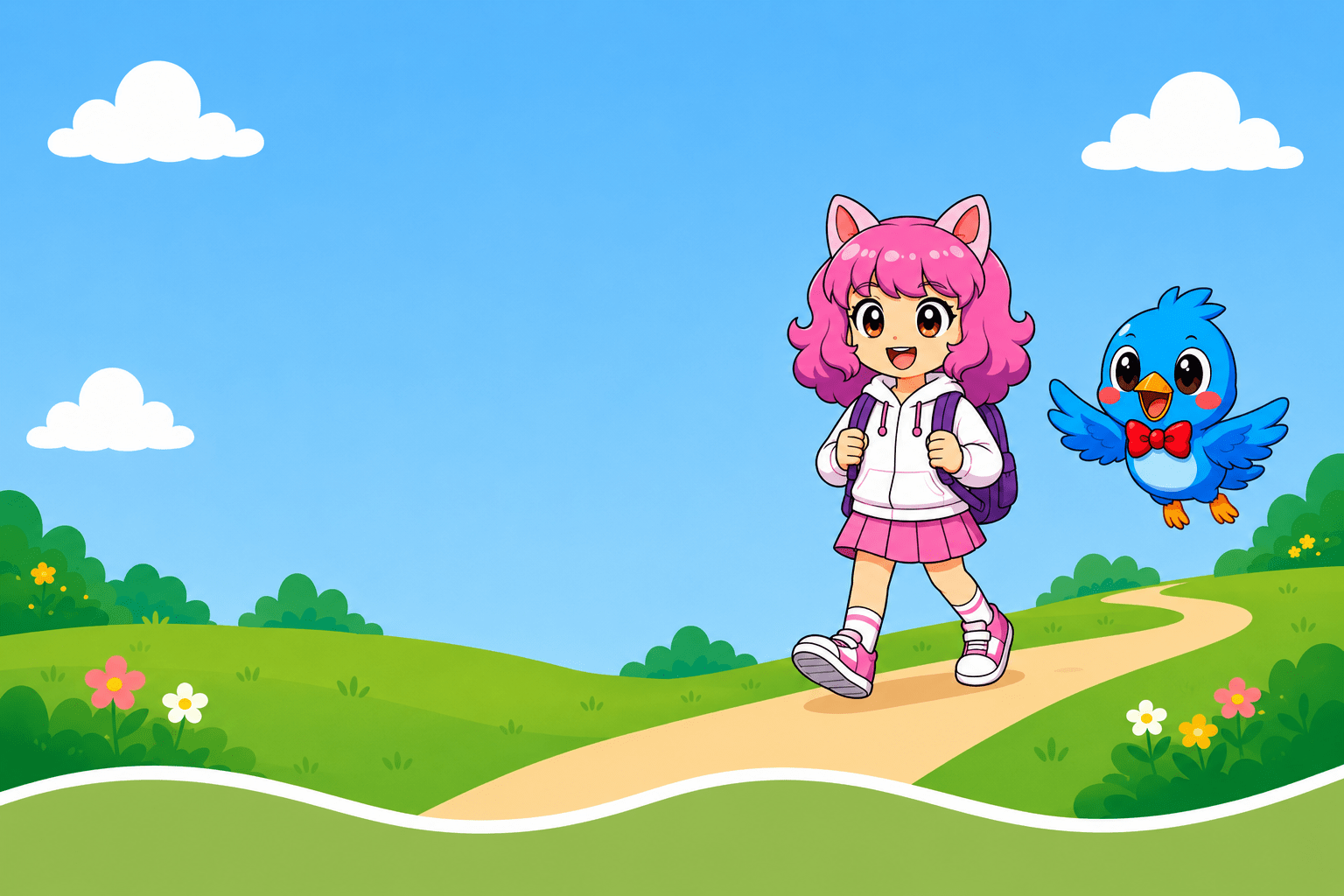 CeCe and Mayor Blue walking down the path
